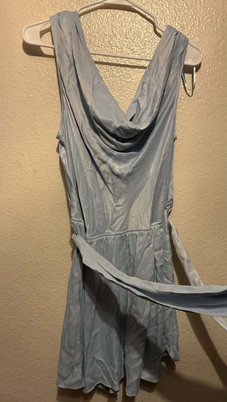 Maeve Romper Size XL Blue Cowl Neck Tie Waist Sleeveless